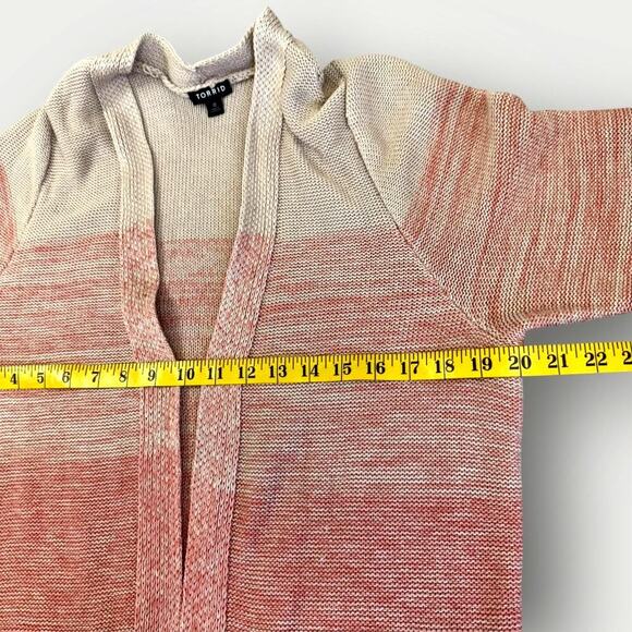 Torrid Long Open Cardigan Duster Sweater Long Sleeves Slouchy Size L Pink Ombre - Picture 12 of 15